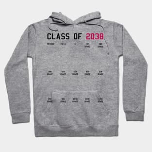 Class of 2038 Grow with Me Graduation First Day Handprints Hoodie